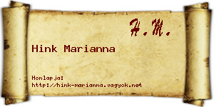 Hink Marianna névjegykártya